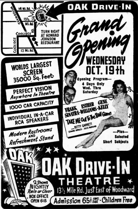 Oak Drive-In Theatre - Old Ad
